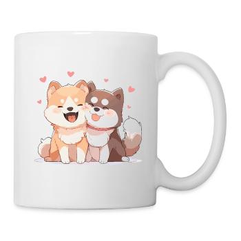 Dogs Love Cuddle Hug Heart Cute Cute - Mug - white - Right