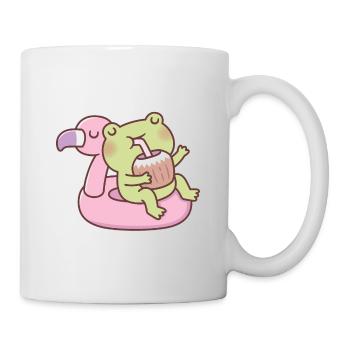Cute Frog Chilling On Flamingo Pool Float - Mug - white - Right