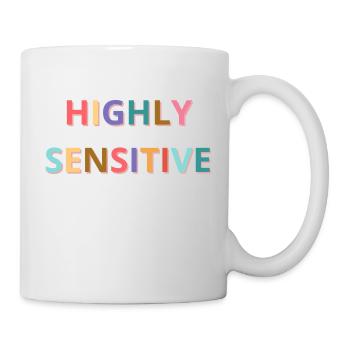 Hochsensibel in englischer Sprache und bunt - Tasse - Weiß - Rechts