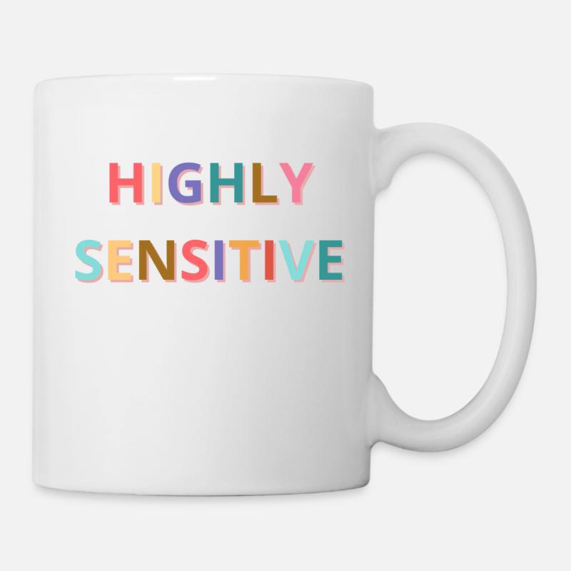 Hochsensibel in englischer Sprache und bunt - Tasse - Weiß