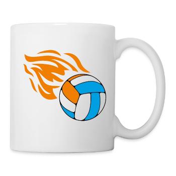 Fliegender flammender Volleyball - Tasse - Weiß - Rechts