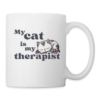 Mon chat est mon thérapeute - Chaton mignon dans son sommeil - Mug blanc - blanc - Droite