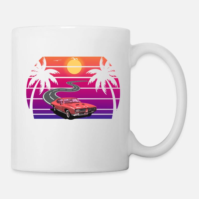 retro sunset - Tasse - Weiß