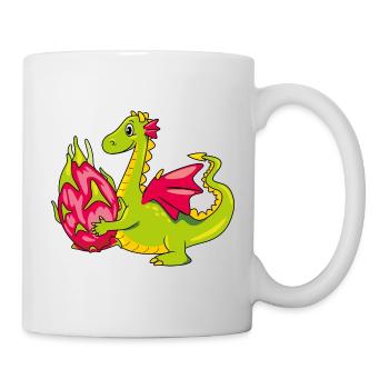 Funny cartoonish dragon with a pitaya fruit - Mug - white - Right