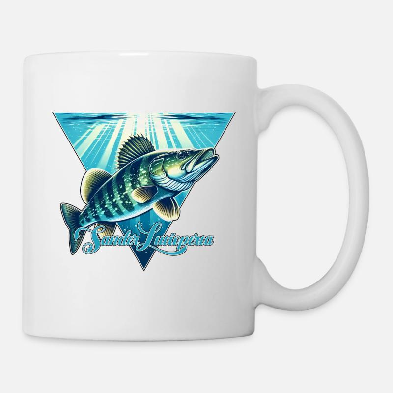 Zander Pêche Pêche Poissons Prédateurs Pêche - Mug blanc - blanc