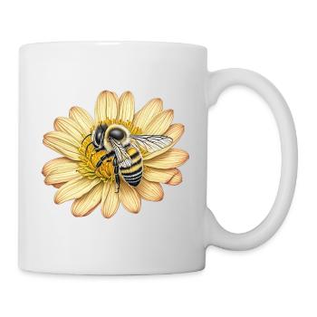 Abeille mignonne et fleur jaune - Mug blanc - blanc - Droite