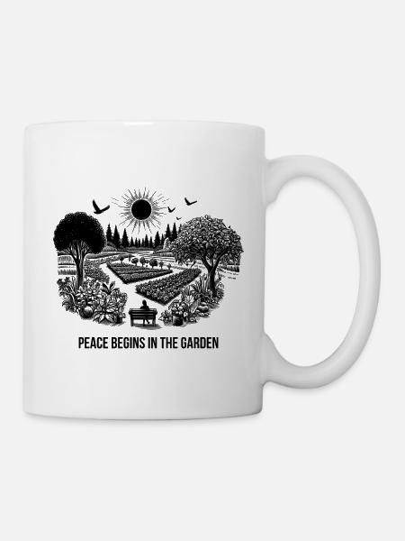 Frieden beginnt im Garten - Tasse - Weiß