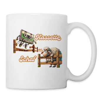 Kassette vs Schaf - Tasse - Weiß - Rechts
