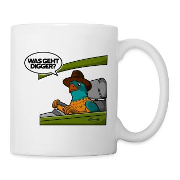 Was geht Digger? Spaßvogel am Steuer Papagei Style - Tasse - Weiß - Rechts