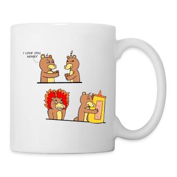 Cute and Funny Bears in Love Couple Illustration - Mug - white - Right