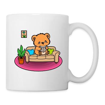 Un petit ours si mignon - il lit un livre ! - Mug blanc - blanc - Droite