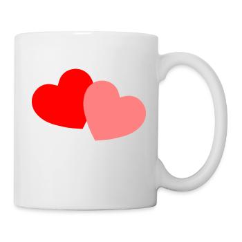 2 Herzen - rot und rosa - Tasse - Weiß - Rechts