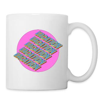 Vacation – 3D Retro Schriftzug - Tasse - Weiß - Rechts