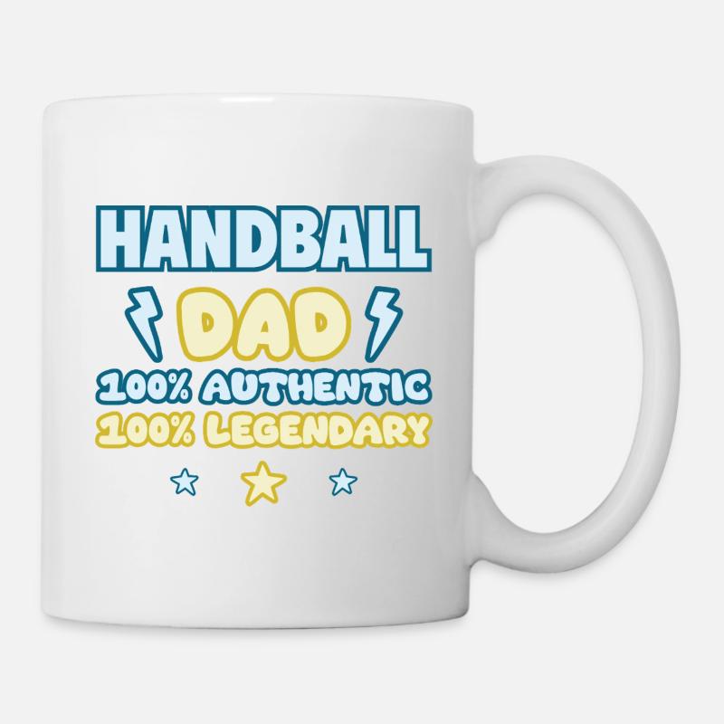 Papa Handballer,Vatertagsgeschenk,Handball - Tasse - Weiß