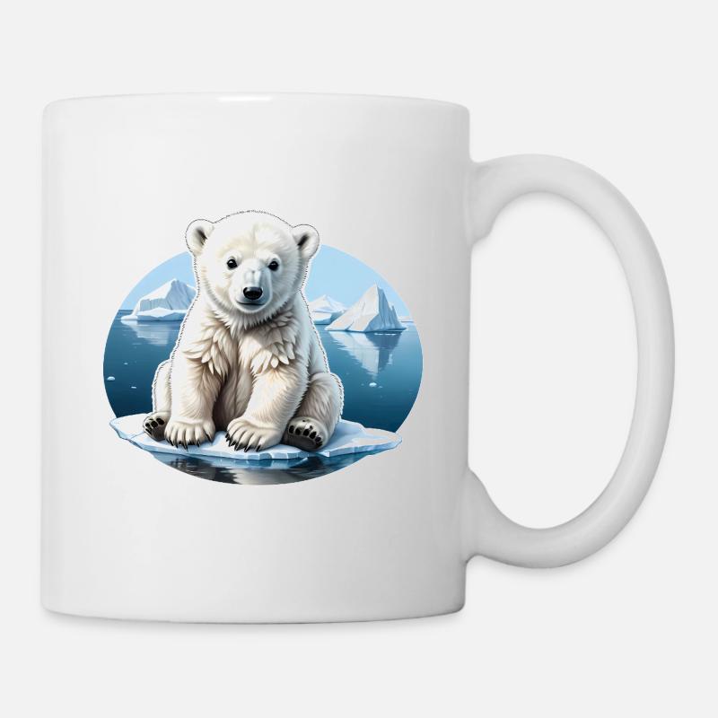 Ein Eisbärenbaby sitzt auf einer Scholle. - Tasse - Weiß