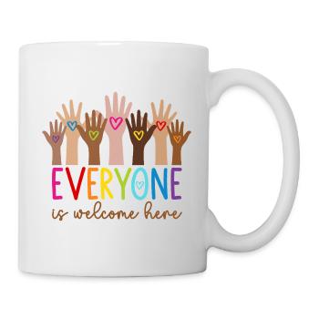 Everyone is welcome here - Mug - white - Right
