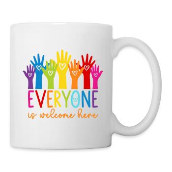 Everyone is welcome here - Mug - white - Right