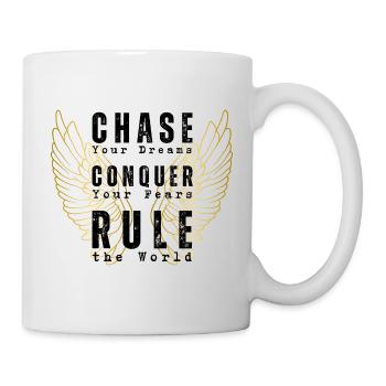 Verfolge deine Träume - Besiege deine Ängste (Gold Wing) - Tasse - Weiß - Rechts