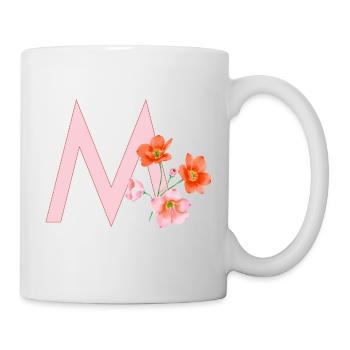 M mit Blumen - Tasse - Weiß - Rechts
