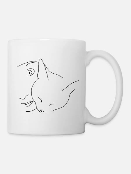 Minimalist Cat Portrait – Drawing - Mug - white