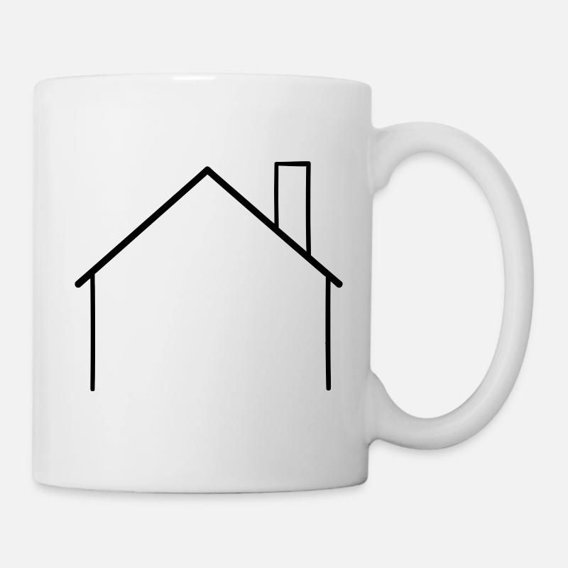 Contour simple de la maison avec cheminée - Mug blanc - blanc
