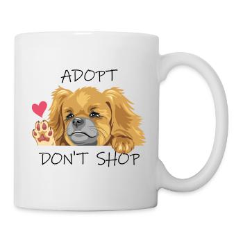 Spähender winkender trauriger Pekinesenhund - Tasse - Weiß - Rechts