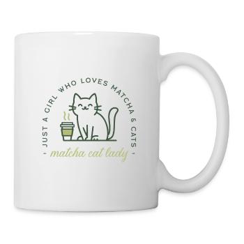 Matcha and cat lover girl funny green tea kawaii - Mug - white - Right