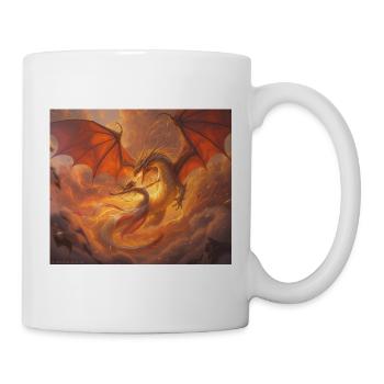 Fire Dragon with Phoenix on the Clouds - Mug - white - Right