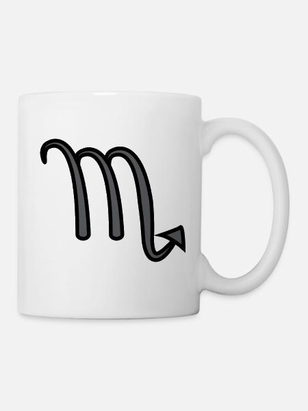 Skorpion Sternzeichen Symbol Schwarz & Grau - Tasse - Weiß