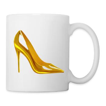 Chaussure à talons hauts dorée Design AI Style - Mug blanc - blanc - Droite