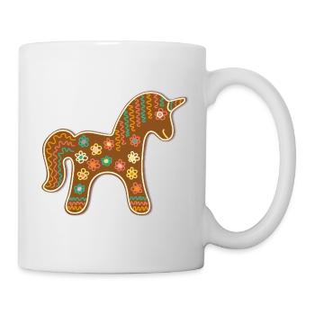 Niedliches Lebkuchen Einhorn Weihnachten Xmas Deko - Tasse - Weiß - Rechts