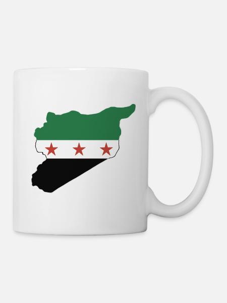Drapeau et carte de la Syrie علم وخريطة سورية - Mug blanc - blanc