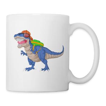 Dinosaur with Backpack and Sunglasses School  - Mug - white - Right