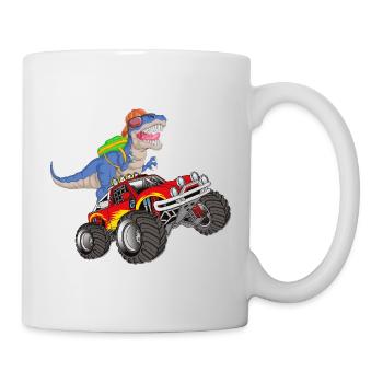 Dinosaur Monster Truck Adventure rentrée scolaire - Mug blanc - blanc - Droite