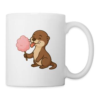 Niedliches Otter mit Zuckerwatte - Tasse - Weiß - Rechts