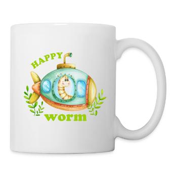 Un ver de terre heureux dans un sous-marin - Mug blanc - blanc - Droite