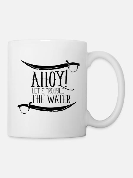 Pirate-Themed Design Featuring Swords and a Nautic - Mug - white