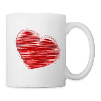 Colorful heart with graphic art outline - Mug - white - Right