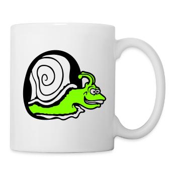 snail peeks hole wall mouse hole funny silly - Mug - white - Right