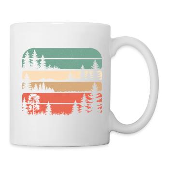 Retro Wald Natur Silhouette Bäume Wandern Geschenk - Tasse - Weiß - Rechts