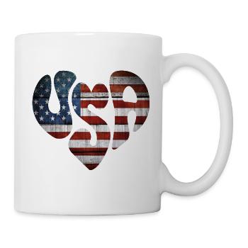 Vintage Amerikanischer Griff und Herz - Tasse - Weiß - Rechts