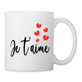 ICH LIEBE DICH. PAAR. HERZ. WEIHNACHTEN. GERADE VERHEIRATET. JUNGGESELLENABSCHIED - Tasse - Weiß - Rechts
