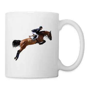 Dynamischer Springreiter im Galopp - Tasse - Weiß - Rechts