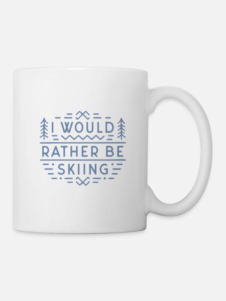 Skieur amateur drôle skieur Je préférerais skier - Mug blanc - blanc