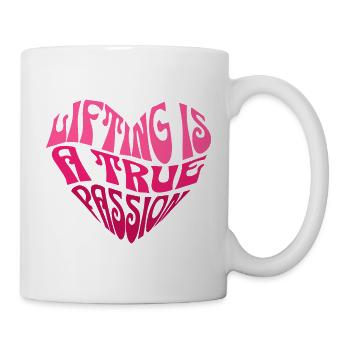 Herz mit inspirierendem Spruch in Pink - Tasse - Weiß - Rechts