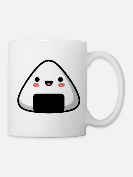 Kawaii Smile Onigiri Cute Food - Mug - white