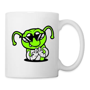 Raupe Mittelfinger Beleidigung Loch Sonnenbrille - Tasse - Weiß - Rechts