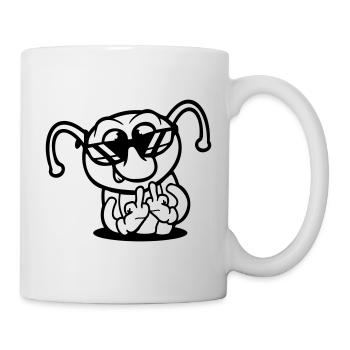 Raupe Mittelfinger Beleidigung Loch Sonnenbrille - Tasse - Weiß - Rechts