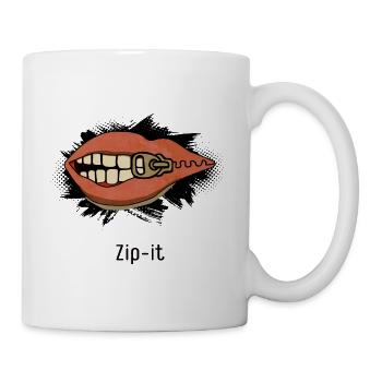 Zip it – cheeky statement in a pop art look - Mug - white - Right