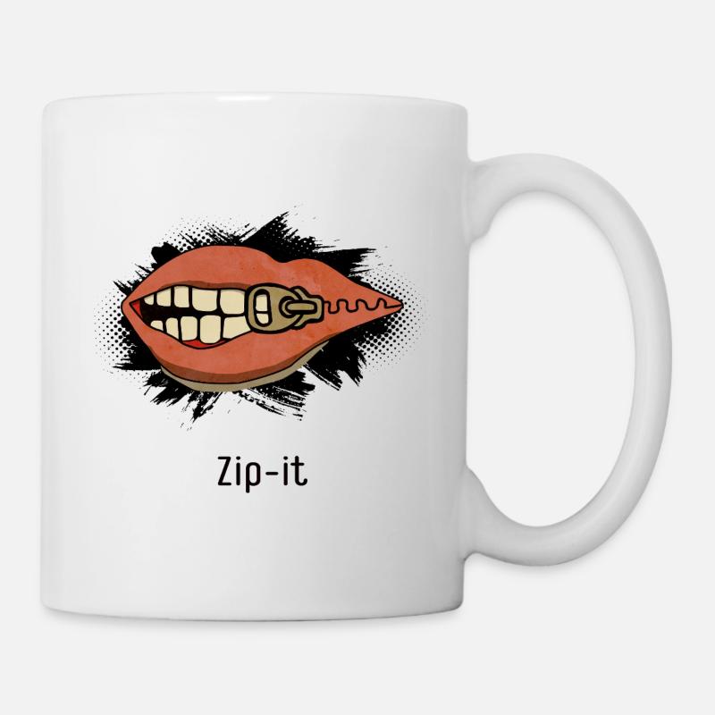 Zip it – cheeky statement in a pop art look - Mug - white
